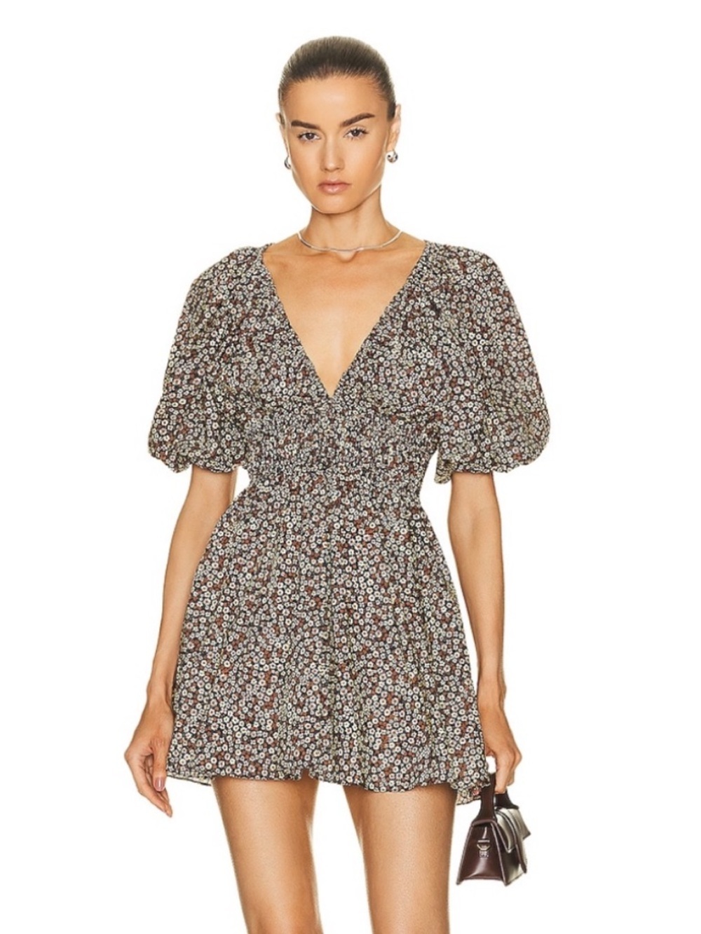 *MATTEAU* Shirred Plunge Mini Dress in
Chamomile Size 38 (6) EUC - Picture 1 of 9